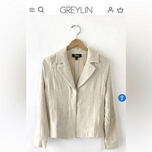 NWT Greylin Roca Relaxed Oatmeal Linen Jacket Size Small